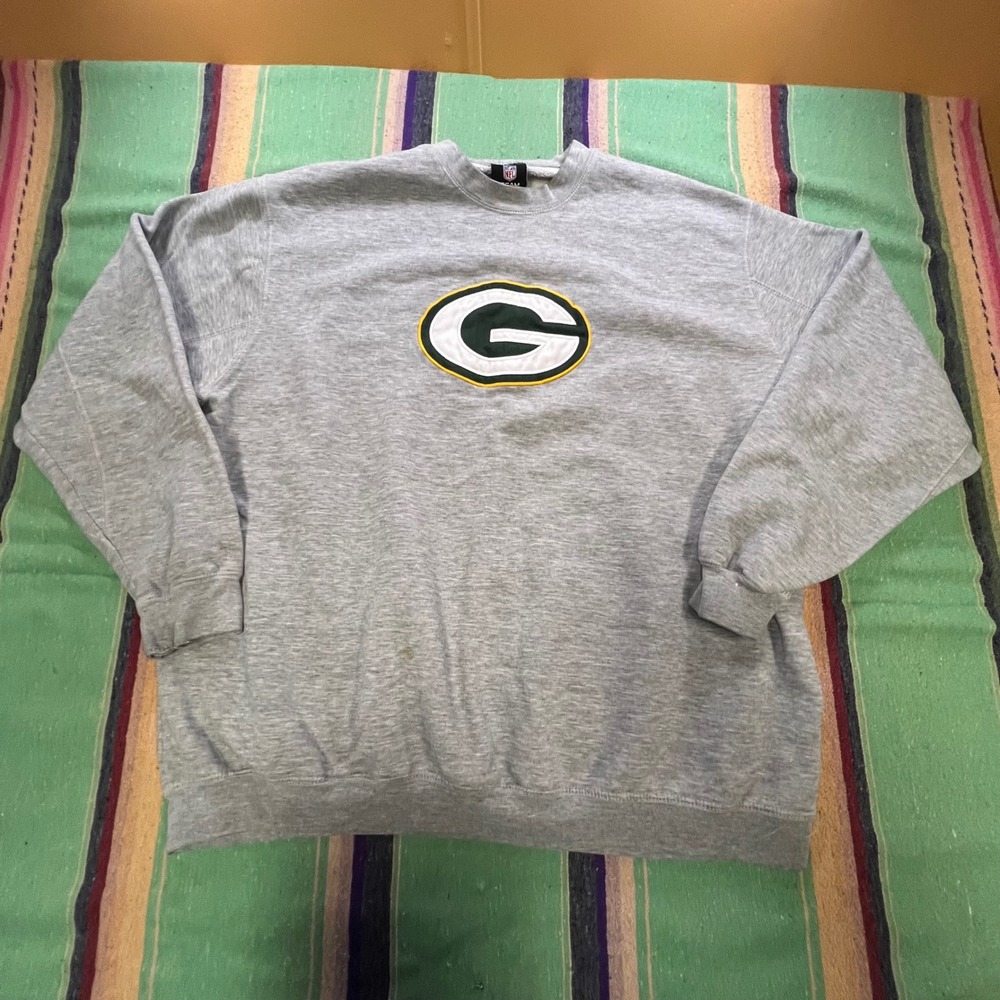 NFL Team Apparel Sweatshirt Mens XL Gray Green Bay Packers Embroidered Logo Fan